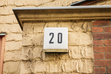 light door sign with number twenty
