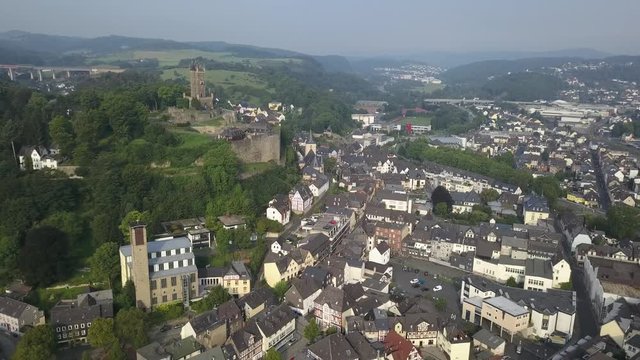 Aerial view over the old town of Dillenburg. Lahn-Dill-Kreis, Hesse, Germany