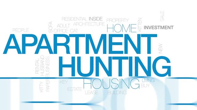 Apartment hunting animated word cloud, text design animation. Kinetic typography.
