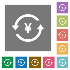 Yen pay back square flat icons