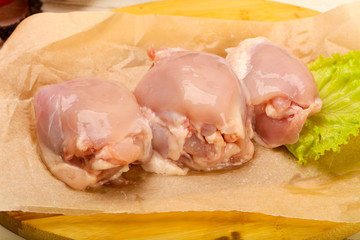 Boneless raw chicken thighs