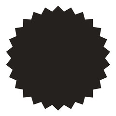 Icon of starburst, sunburst badge,label, sticker. Black on white color.  Vector illustration