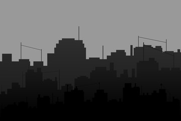 black and white urban city background.vector and illustration