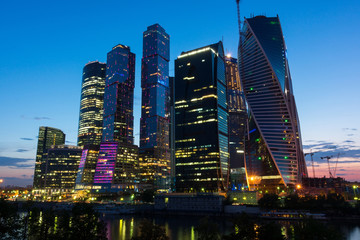 Fototapeta na wymiar Moscow city at sunset,