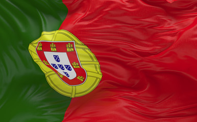 Flag of the Portugal waving in the wind 3d render