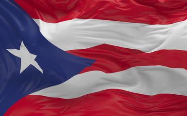  Flag of the Puerto Rico waving in the wind 3d render