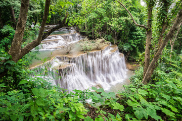 Huay Mae Kamin waterfall  at Khuean Srinagarindra National Park kanchanaburi povince , Thailand 
