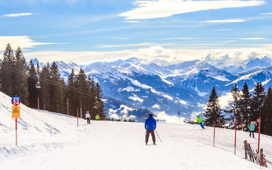 On the slopes of the ski resort  Hopfgarten, Tyrol, Austria