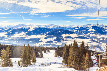 On the slopes of the ski resort  Hopfgarten, Tyrol, Austria