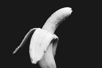 Black and white peeled banana
