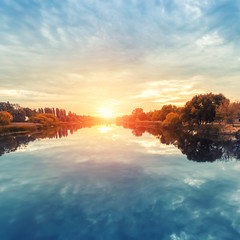 dawn on the autumn river