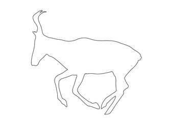 Outline of an african Red Hartebeest - digitally handdrawn illustration on white background