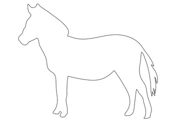 Outline of an african Zebra - digitally handdrawn illustration on white background