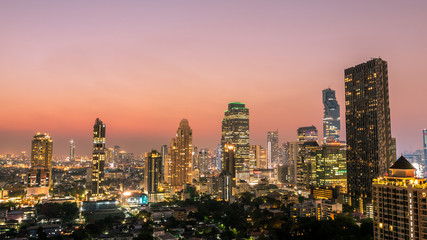 Fototapeta premium cityscape of Bangkok city at night , landscape Thailand 