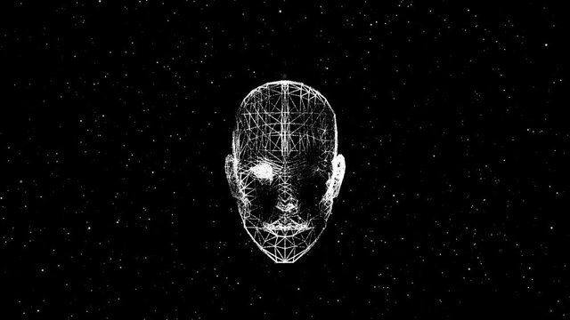 face in space.Abstract background for different events and projects.Seamless loop.