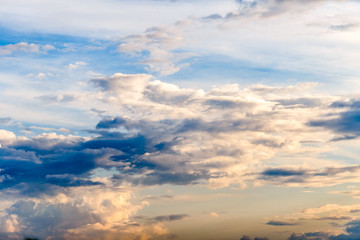 Blue sky with cloud and sun closeup