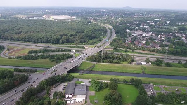Aerial View Ruhr Vally Landscpe including Forest Highway Rivers and Landmarks 