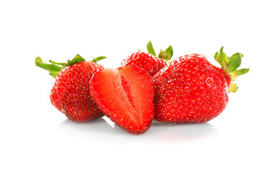 Delicious ripe strawberries on white background