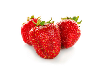 Delicious ripe strawberries on white background