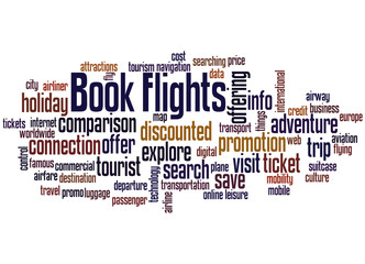 Book flights, word cloud concept 2