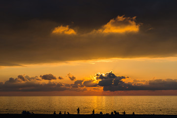 Fototapeta na wymiar Golden sunset over the Black Sea