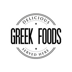Fototapeta na wymiar Greek Foods vintage stamp