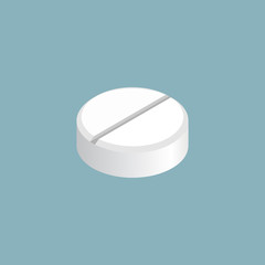 White tablet  Medicine isolated. pill vitamin