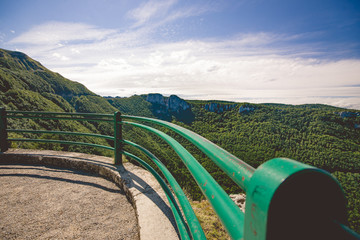 Great views along steep mountain slopes deep valleys, gorges and cayons in the alps of France