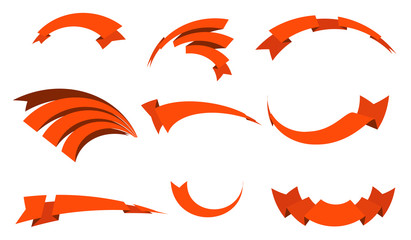 Ribbon red banner icon set. Flat design Vector Illustration