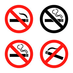 No smoking icons set. Flat design Vector Illustration