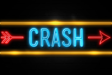Crash  - fluorescent Neon Sign on brickwall Front view