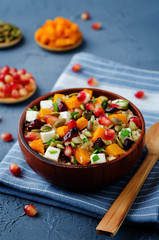 Pumpkin pomegranate dried cranberry goat cheese quinoa salad