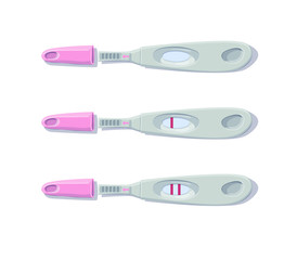 Pregnancy Tests Set. Positive and Negative Result. Examination test pregnant woman. Vector