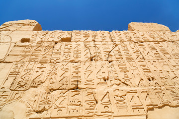 Hieroglyphic of pharaoh civilization in Karnak temple, Egypt