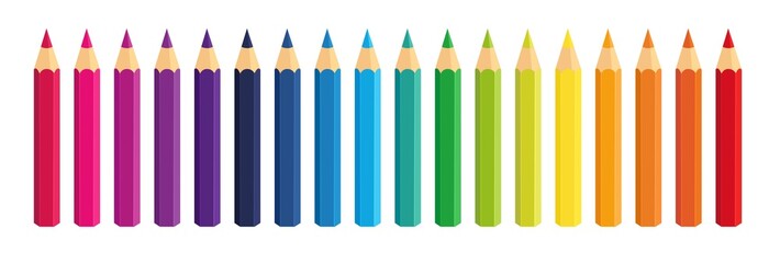 Vector collection crayons colored pencil loosely arranged - obrazy, fototapety, plakaty