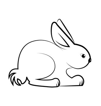 Rabbit sitting down silhouette vector logo