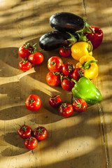 Naklejka na ściany i meble peppers, tomatoes and eggplant spread
