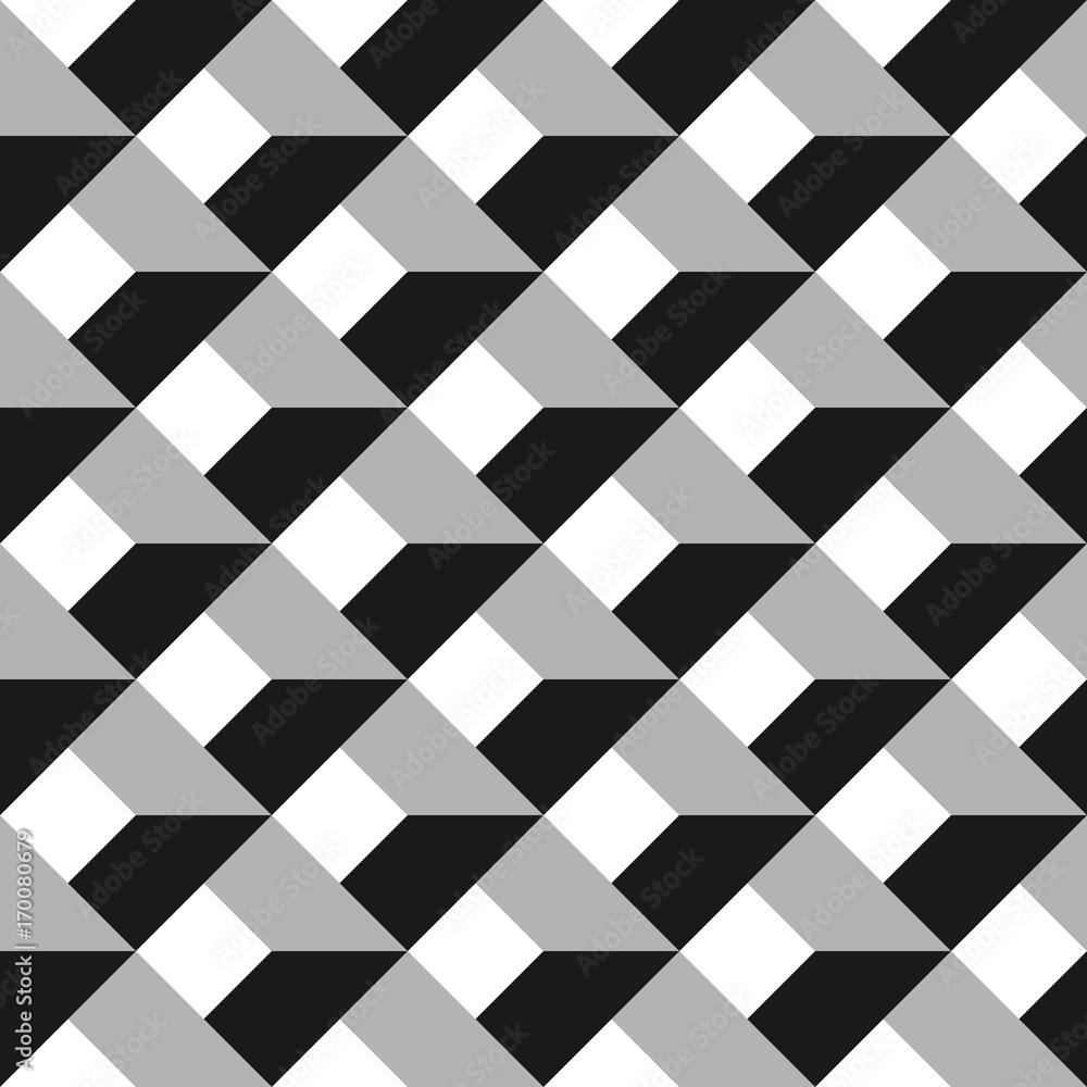 Poster 3d vector abstract seamless pattern. grey grid.