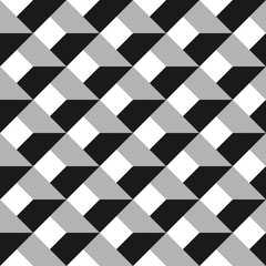 3D vector abstract seamless pattern. Grey grid.