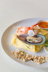 Thai style noodles with shrimp and vegetables,Pad Thai