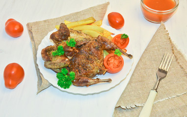 quail roasted with vegetables