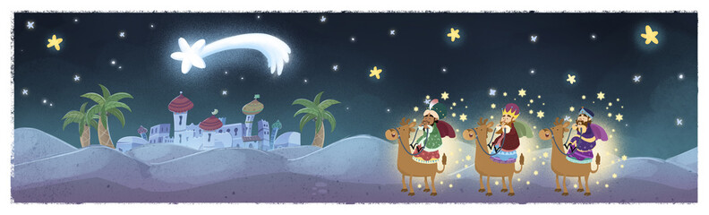 reyes magos siguiendo la estrella