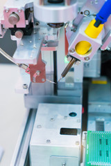 PCB Processing on CNC machine working in factory