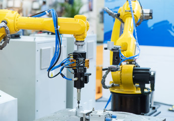 artificial intelligence machine at industrial manufacture factory,Smart factory industry 4.0...