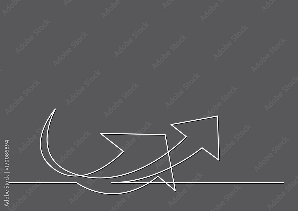 Poster continuous line drawing of two arrows