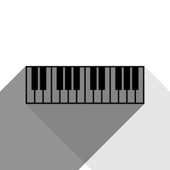 Fototapeta premium Piano Keyboard sign. Vector. Black icon with two flat gray shadows on white background.