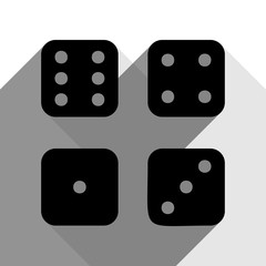 Devils bones, Ivories sign. Vector. Black icon with two flat gray shadows on white background.