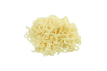 piece of instant noodles on paper isolated white background
