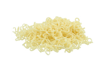 piece of instant noodles on paper isolated white background