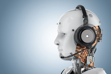 humanoid robot with headset